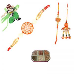 6 dry Fruits pack with Various Rakhis