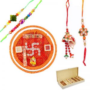 Collection of Dryfruits with Pooja Thali and Rakhis