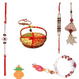 Dryfruits Basket with Bracelet and many Priety Rakhi