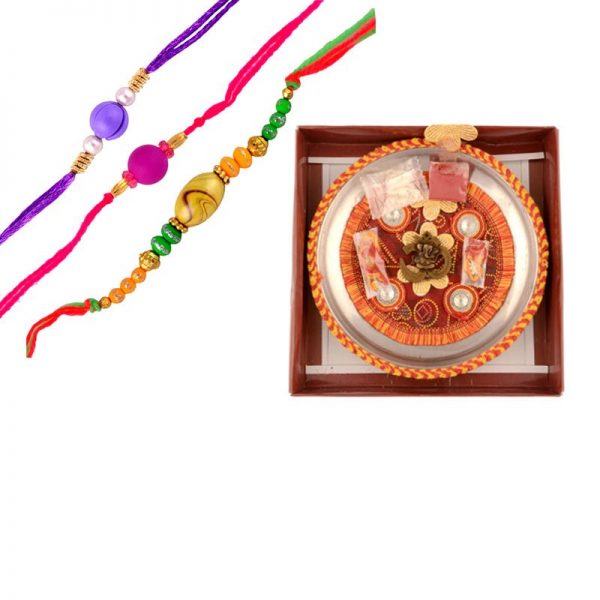 Sacred Thali with Rakhi set of Beads Rakhi