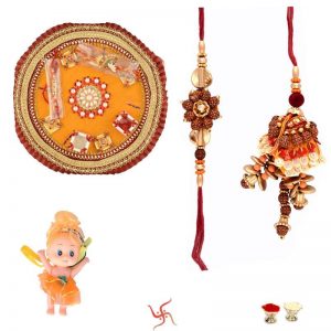 Beautiful Beads and Gota Thali with Cute Rakhi