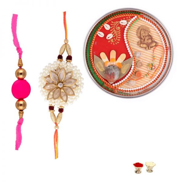 Pearls Rakhi With Nariyal Thali for Rakshabandhan