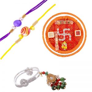 Swastik Thali with Rakhi set for Brother and Sister