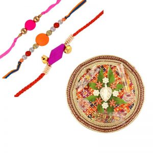 Combo Offer- Pooja Thali with Colorful Rakhis