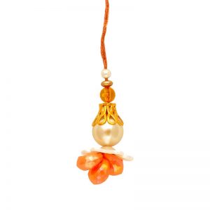 White Orange Pearl Lumba Rakhi Gift