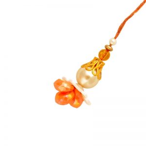 White Orange Pearl Lumba Rakhi Gift