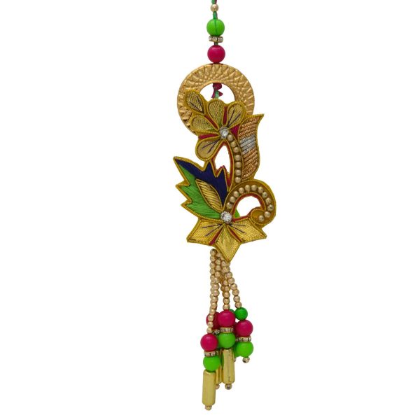 Golden Green Zari Work with Beads Bhaiya Bhabhi Rakhi