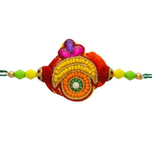 Multicolored Beads with Diamond Bhaiya Bhabhi Rakhi