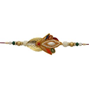Pearls with Golden Leaf Bhaiya Bhabhi Rakhi