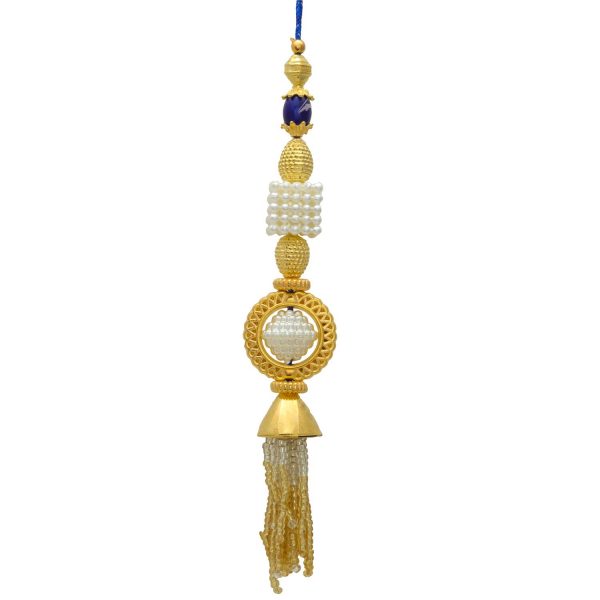 Blue Golden Beads with Pearls Bhaiya Bhabhi Rakhi