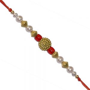 Modern Golden Beads Rakhi