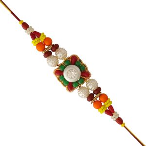 Red and Green Beads Fancy Rakhi
