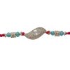 Pink With Blue Beads and Diamonds Fancy Rakhi