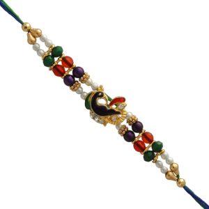 Peacock with Colorful  Beads Fancy Rakhi