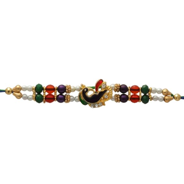 Peacock with Colorful Beads Fancy Rakhi