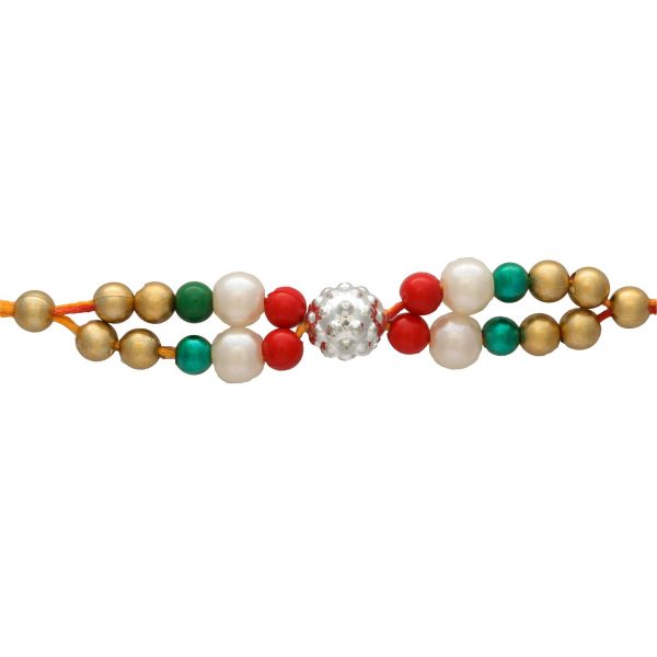 Silver Ball with Colorful Beads Fancy Rakhi