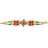 Golden and Red Beads with Diamonds Fancy Rakhi