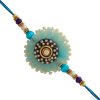 Spangle Blue Beads Sandalwood Rakhi
