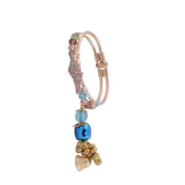 Diamond Bracelet Lumba Rakhi with Beads and Bells