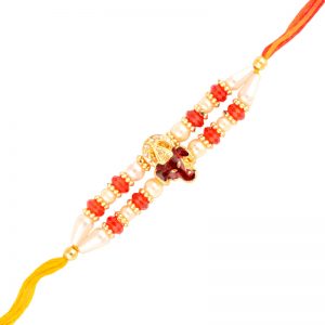 Blissful Ganesha Pearl Rakhi for Raksha Bandhan Gift