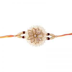 Crystal Lotus Pearl Rakhi for Raksha Bandhan Gift